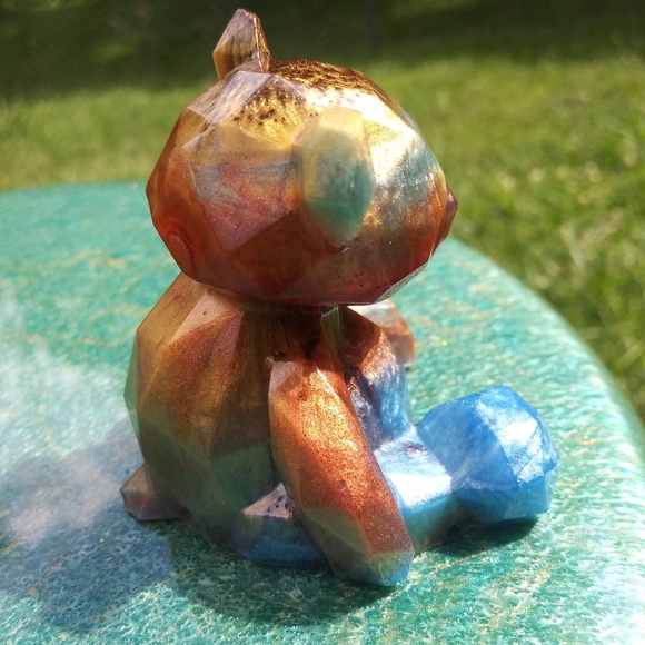 🧸SOLD🧸Colorful Teddy Bear Resin Art Cute Gift Gold Handmade Gifts - Picture 7 of 15
